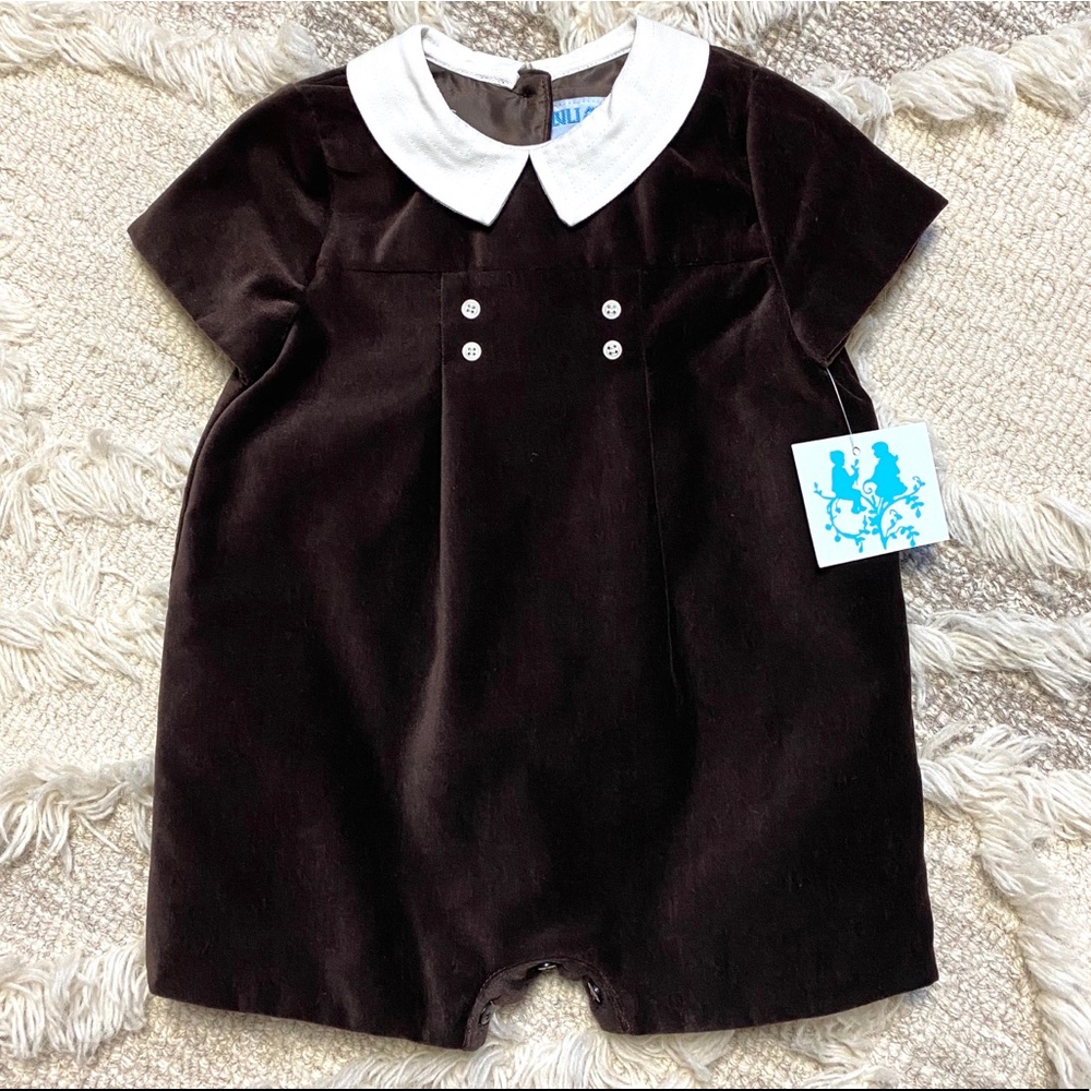 LULI & ME Velvet Jon Jon Romper-NWT